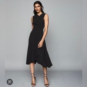 NWT Reiss Marling Wrap Front midi dress in black size US10/UK14